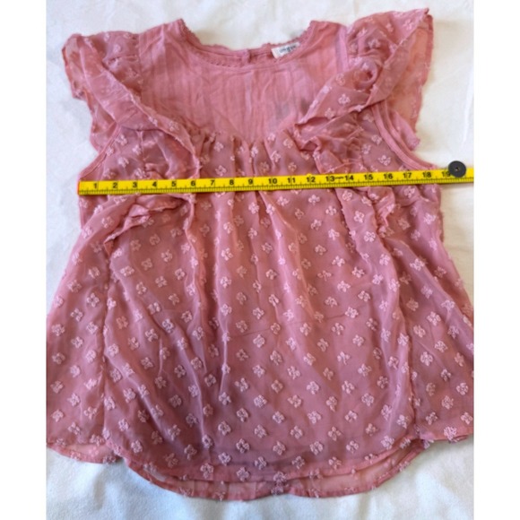 Umgee USA Sheer Boho Blouse Women's Medium Pink Flutter Sleeve Lined Floral NWT - Picture 6 of 11